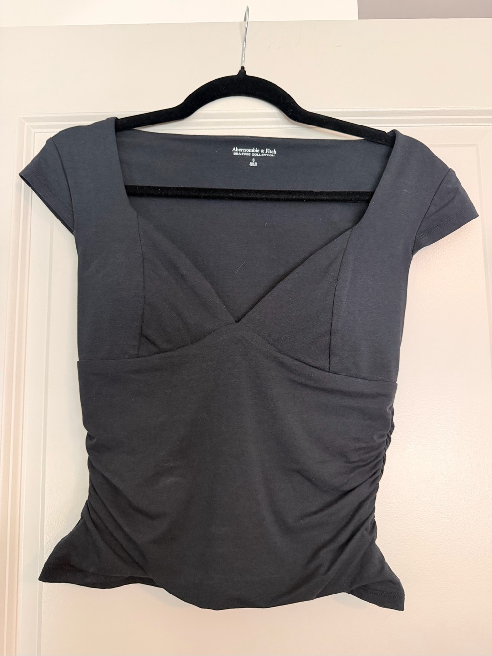 Abercrombie & Fitch Bra- Free Black Cap Sleeve V-Neck Top